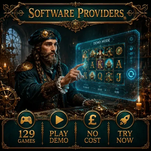 Inventor renacentista probando proveedores de software de VinciSpin con juegos demo holográficos